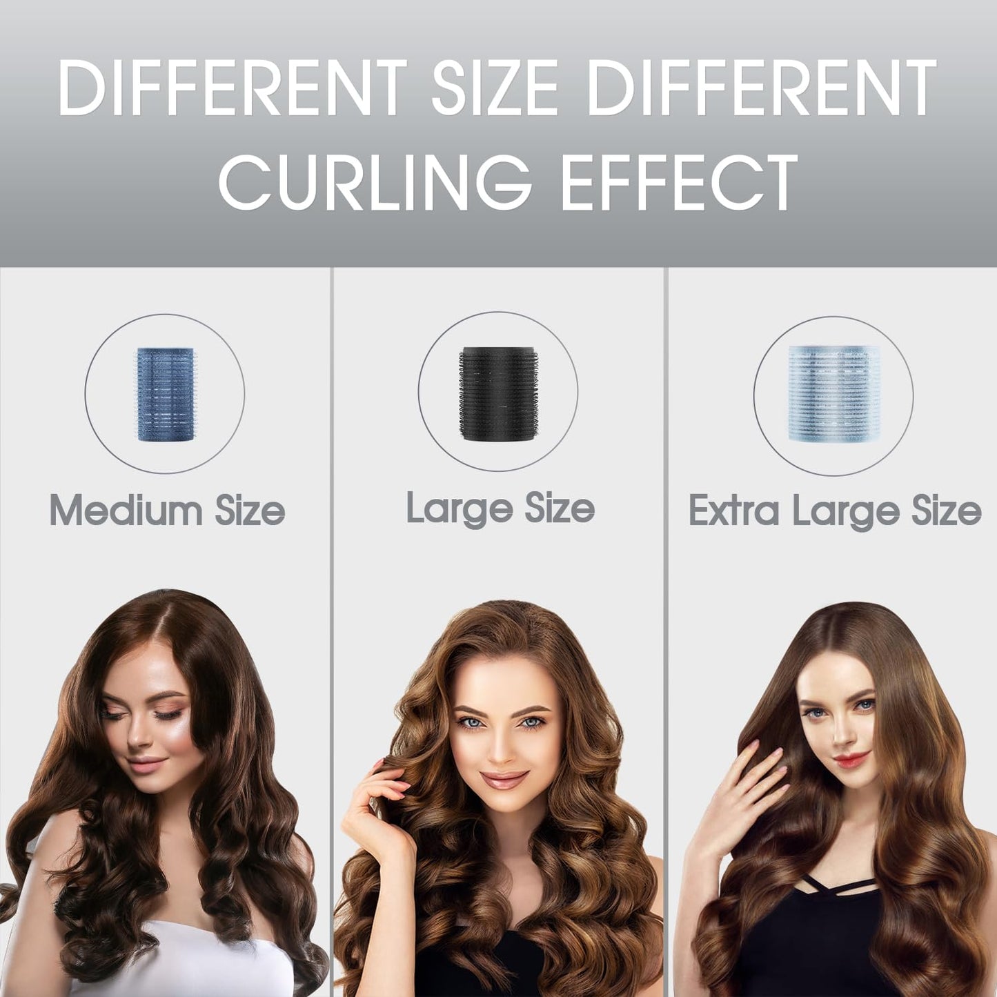 Skiennix Hair Rollers Set - 9pcs Heatless Curlers for All Hair Types | Self-Grip in Dark Blue