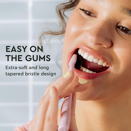 Boka Classic Manual Toothbrush - Extra Soft Activated Charcoal Bristles, Bioplastic Handle, Pink