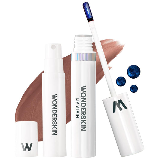 Wonderskin Wonder Blading Lip Stain Kit - Long-Lasting, Waterproof Brown Tint | Transfer-Proof Natural Makeup (Hush)