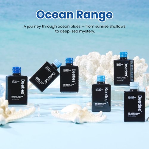 Beetles Blue Gel Polish Set Gel Nail Polish 6 Colors Light Baby Dark Navy Blue Soak off Uv Led Lamp Needed Manicure DIY Home Gifts for Women Ocean Range