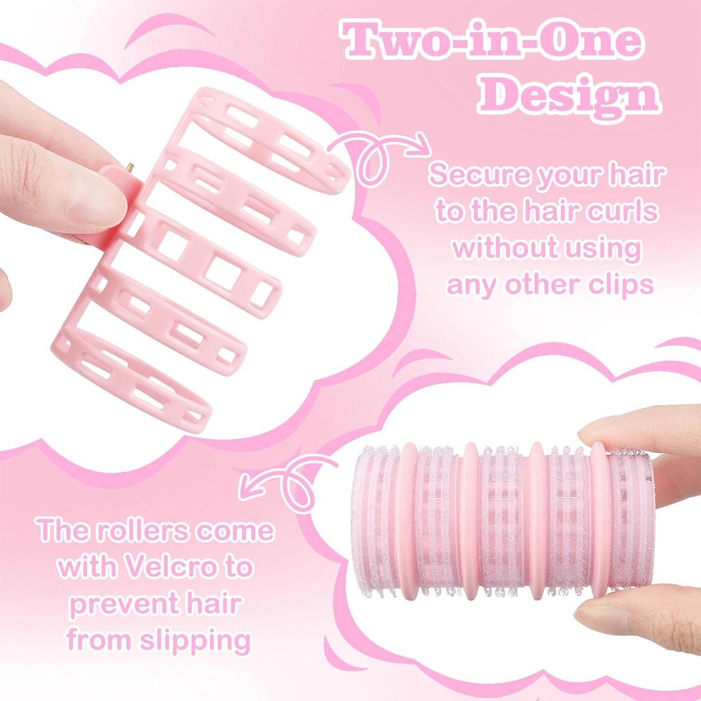 Skiennix 2-in-1 Hair Rollers Set - 6 Pcs Curlers with Styling Clips for All Hair Types