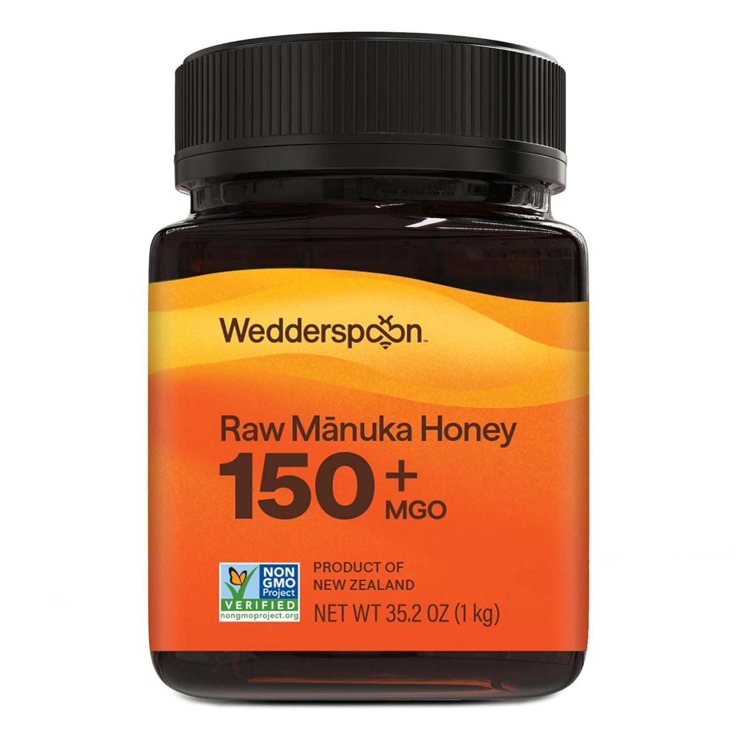 Wedderspoon Raw Manuka Honey 150+ MGO - Unpasteurized Superfood in BPA-Free 35.2 Oz Jar