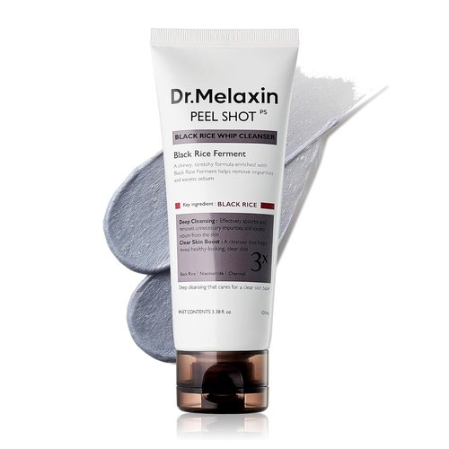 Dr. Melaxin Black Rice Mochi Whip Cleanser - 100ml for Blackheads, Clogged Pores & Dull Skin