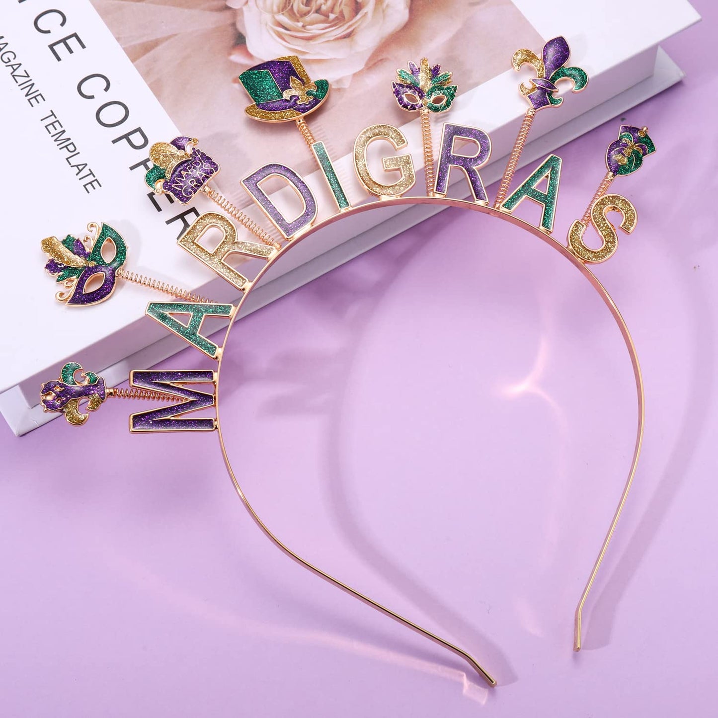 CEALXHENY Mardi Gras Headbands for Women (Mardi Gras A)