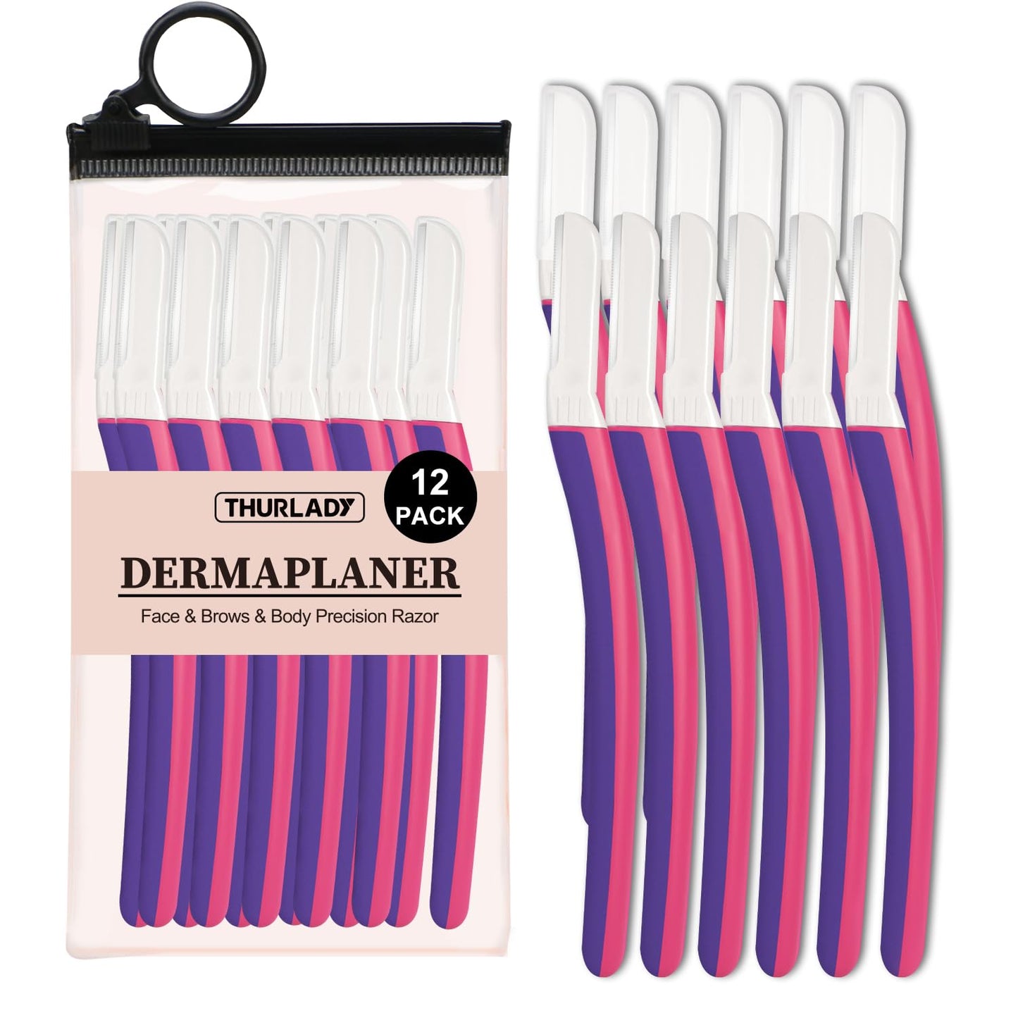 Skiennix Dermaplane Razor - Gentle Exfoliation & Facial Hair Removal | 12 Pcs, Fuchsia