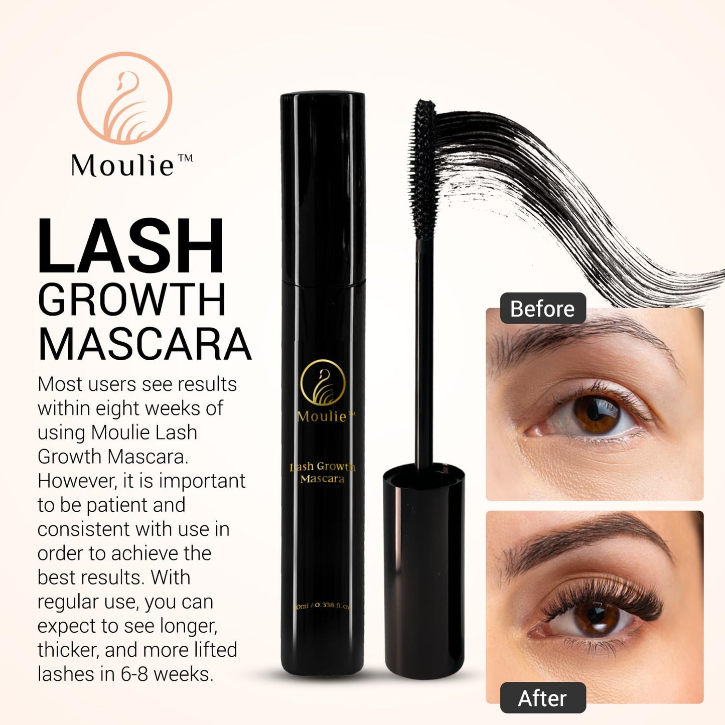 Skiennix Lash Growth Mascara - Organic Volumizing & Lengthening Formula | Waterproof, Vegan, 10ml