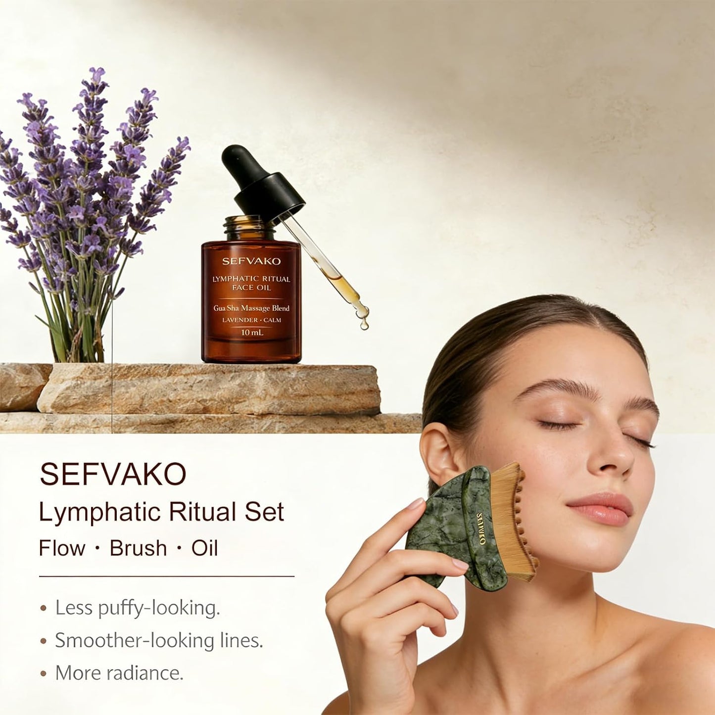 Skiennix Lymphatic Contour Face Brush Set - Ultra-Soft Gua Sha Tools for De-Puffing & Sculpting