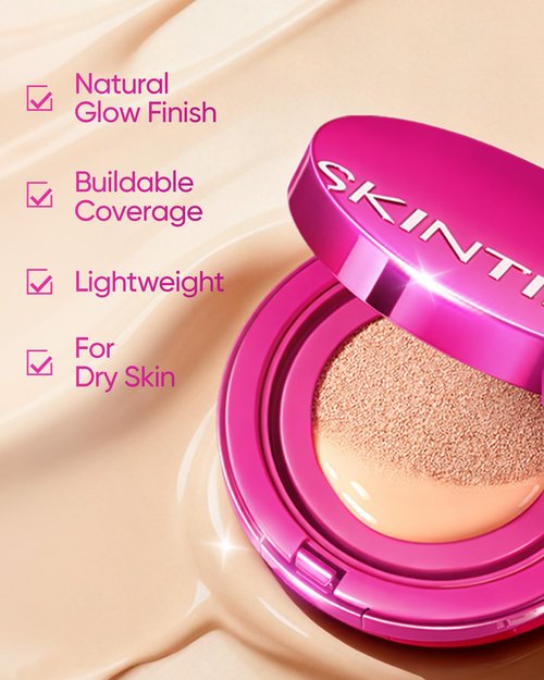 SKINTIFIC Cover Glow Perfect Cushion Foundation – Natural Radiant Finish, Medium-to-High Buildable Coverage, Hydrating Peptide Complex, Lightweight for Dry & Combination Skin,#02 Ivory