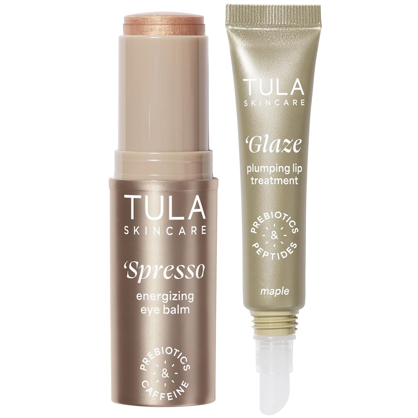 TULA Skin Care Eye + Lip Duo - Energizing Spresso Eye Balm & Plumping Glaze Lip Treatment Set