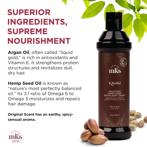 MKS Eco Kahm Smoothing Conditioner - Detangle & Moisturize Hair with Argan Oil | Vegan & Cruelty-Free