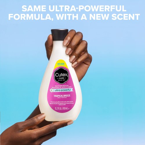 Cutex Gel Nail Polish Remover, Tropical Breeze Scent | Ultra-Powerful | Removes Glitter | 15.2 Fl Oz | Pack of 2