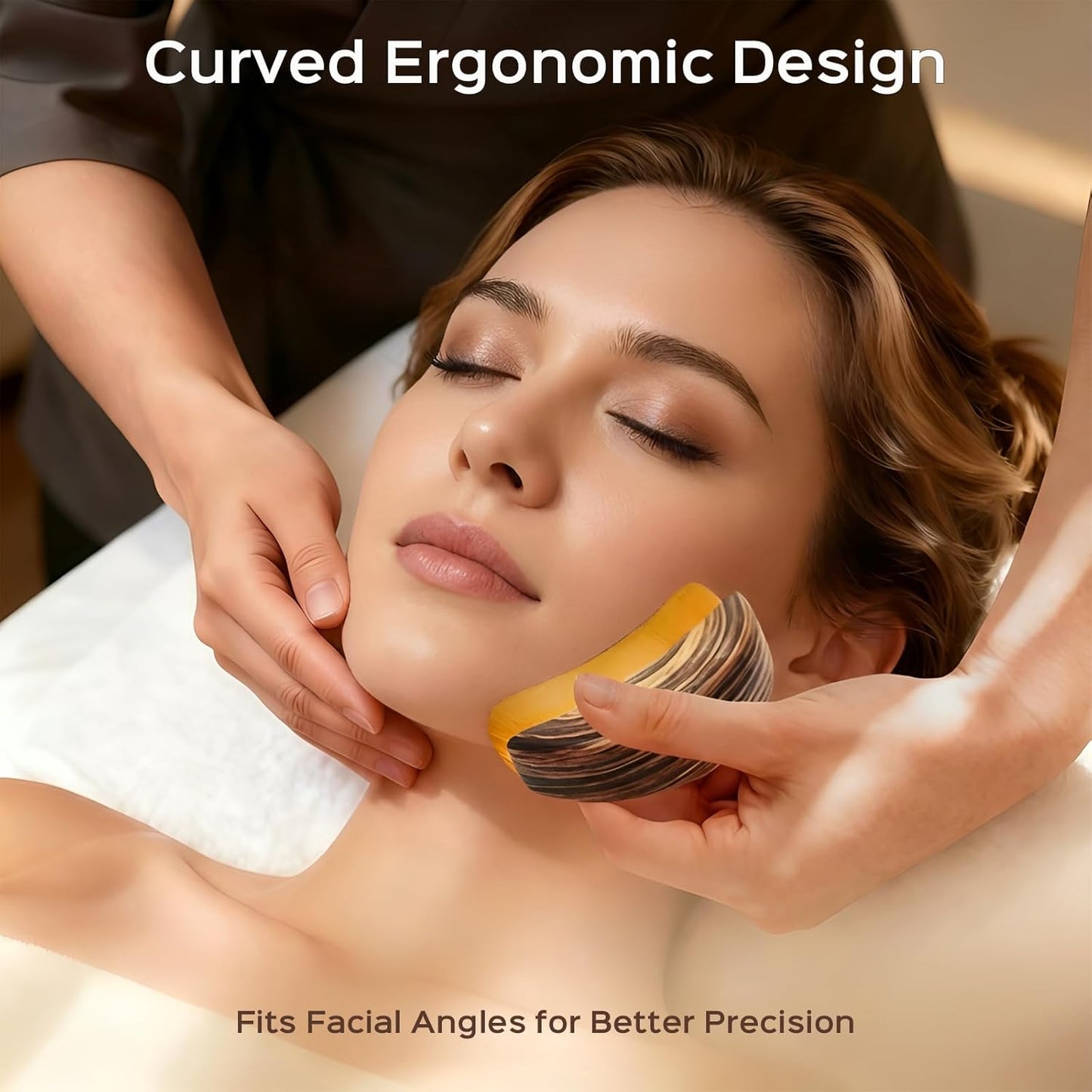 Skiennix Lymphatic Contour Face Brush - Ergonomic Gua Sha Tool for Jawline Sculpting | 2PCS in Brown