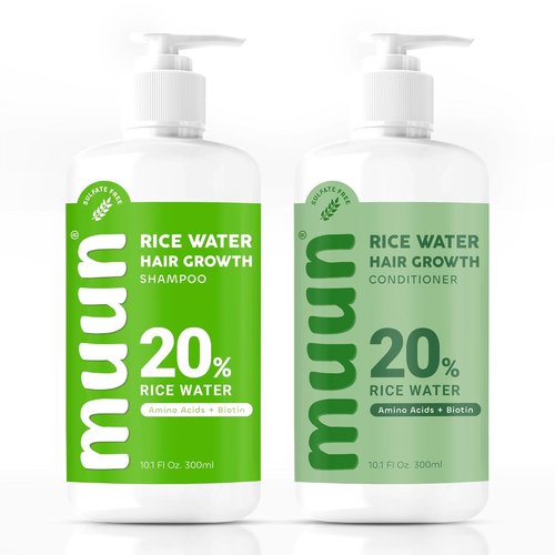 Muun Rice Water Shampoo & Conditioner Set - Boost Hair Growth & Regrowth | Natural Ingredients, Biotin & Keratin
