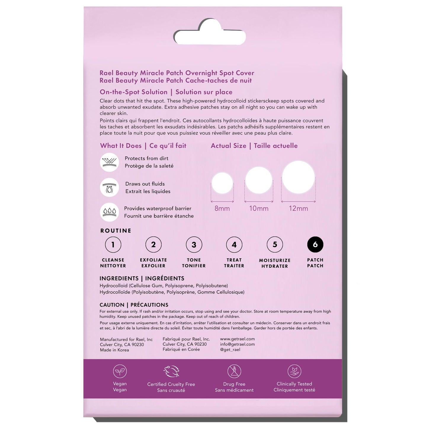 Rael Pimple Patches, Miracle Invisible Spot Cover - Hydrocolloid Acne Pimple Patch, Absorbs Zits & Blemish, Korean Skin Care, 2 Sizes (96 Count)
