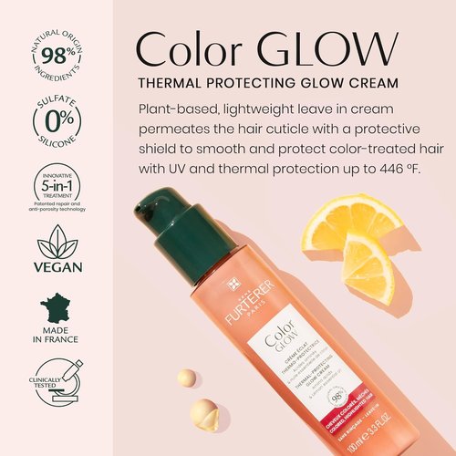 René Furterer Color Glow Thermal-Protecting Cream - Amino Acids & Lemon Oil, 3.3 Fl Oz