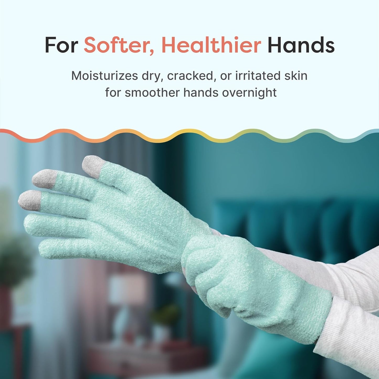 ZenToes Moisturizing Gloves - Gel-Infused Overnight Hand Treatment with Jojoba & Vitamin E | Fuzzy Mint Green