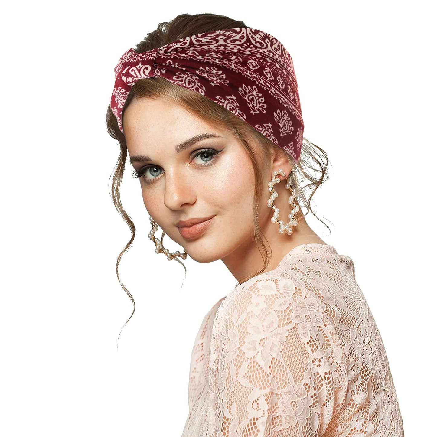 Yeshan Women's Wide Boho Knotted Non-Slip Turban Headwraps - Stretchy Bandeau Hair Bands for Sports, Yoga, Workouts, Pack of 8