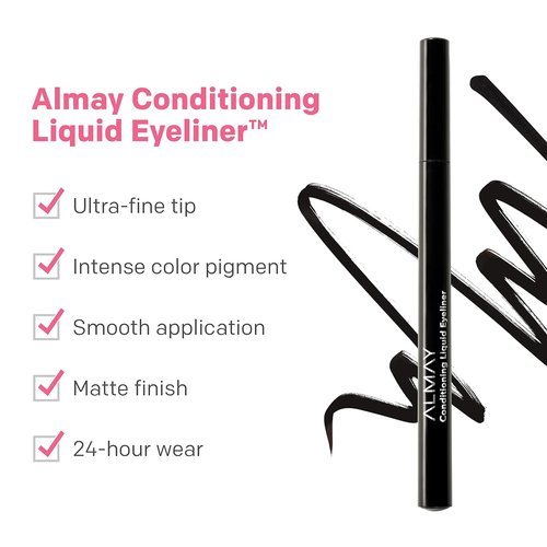 Almay Conditioning Liquid Eyeliner - Longwearing Waterproof Formula | Hydrating Black, 0.03 fl oz
