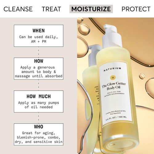 Naturium Glow Getter Body Oil - Intense Nourishing Multi-Oil, Hydrating & Moisturizing, Vegan, 3.4 oz