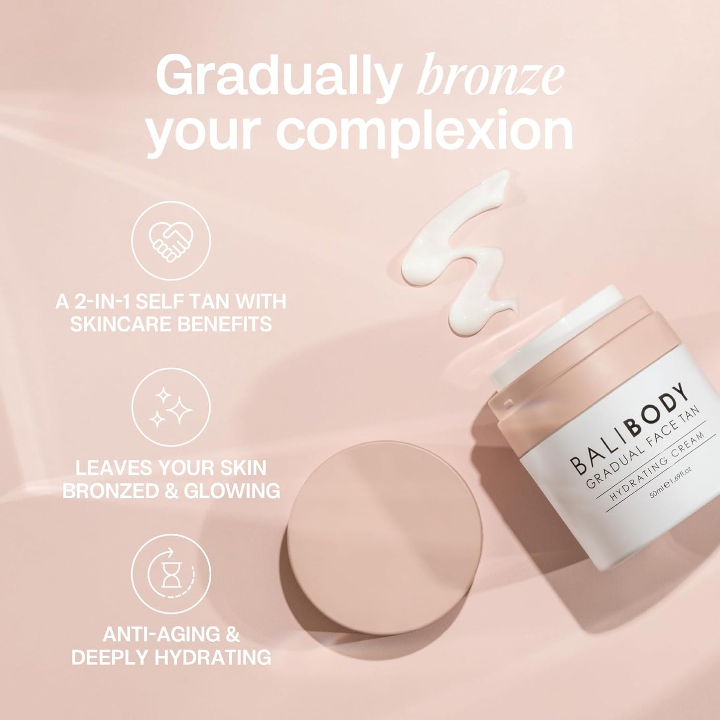 Bali Body Gradual Face Tan - Daily Moisturizer for Natural Bronze Glow | Anti-Aging Hydrating Cream | Vegan & Cruelty-Free (50 ml)