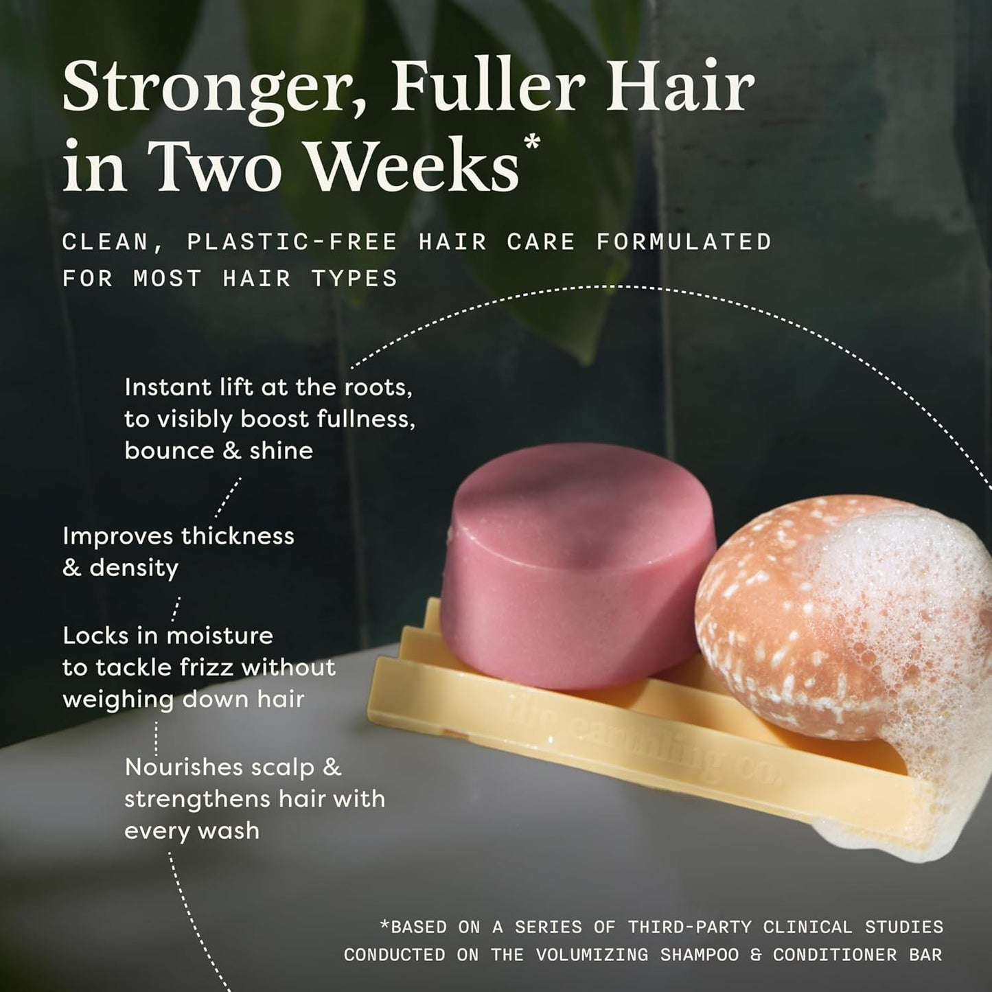 The Earthling Co. Volumizing Shampoo & Conditioner Bar Set - Thickening, Strengthening Formula for Fine Hair - Sulfate & Paraben Free (Vanilla Coconut)