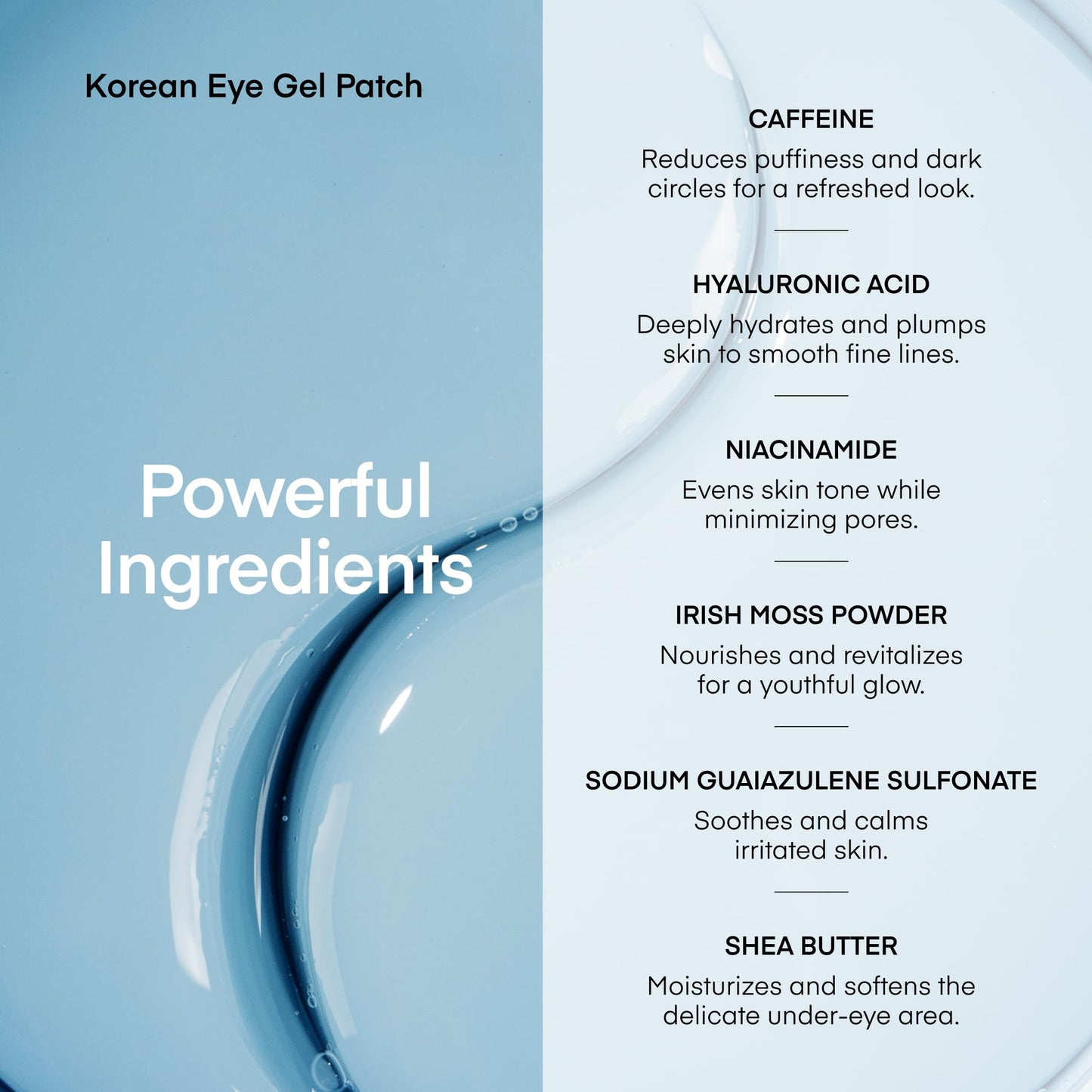 Terez & Honor Under Eye Patches for Dark Circles - 60 Korean Hydrogel Masks for Puffiness, Bags, Wrinkle with Caffeine, Hyaluronic Acid, Niacinamide - Undereye Hydrating & Cooling, Vegan, No Fragrance