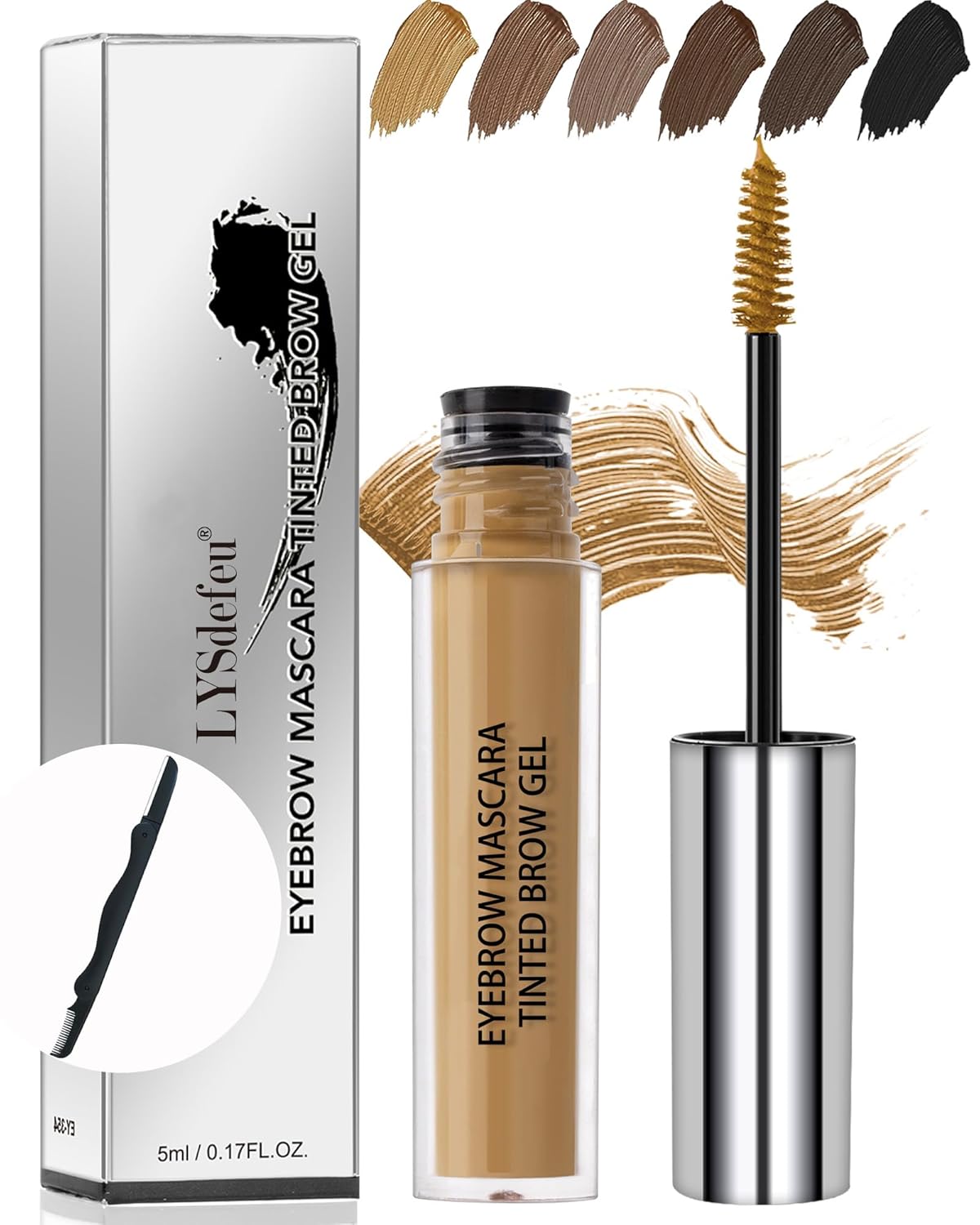 Skiennix Waterproof Tinted Brow Gel - Long-Lasting Smudgeproof Eyebrow Makeup | Blonde with Brow Razor Brush