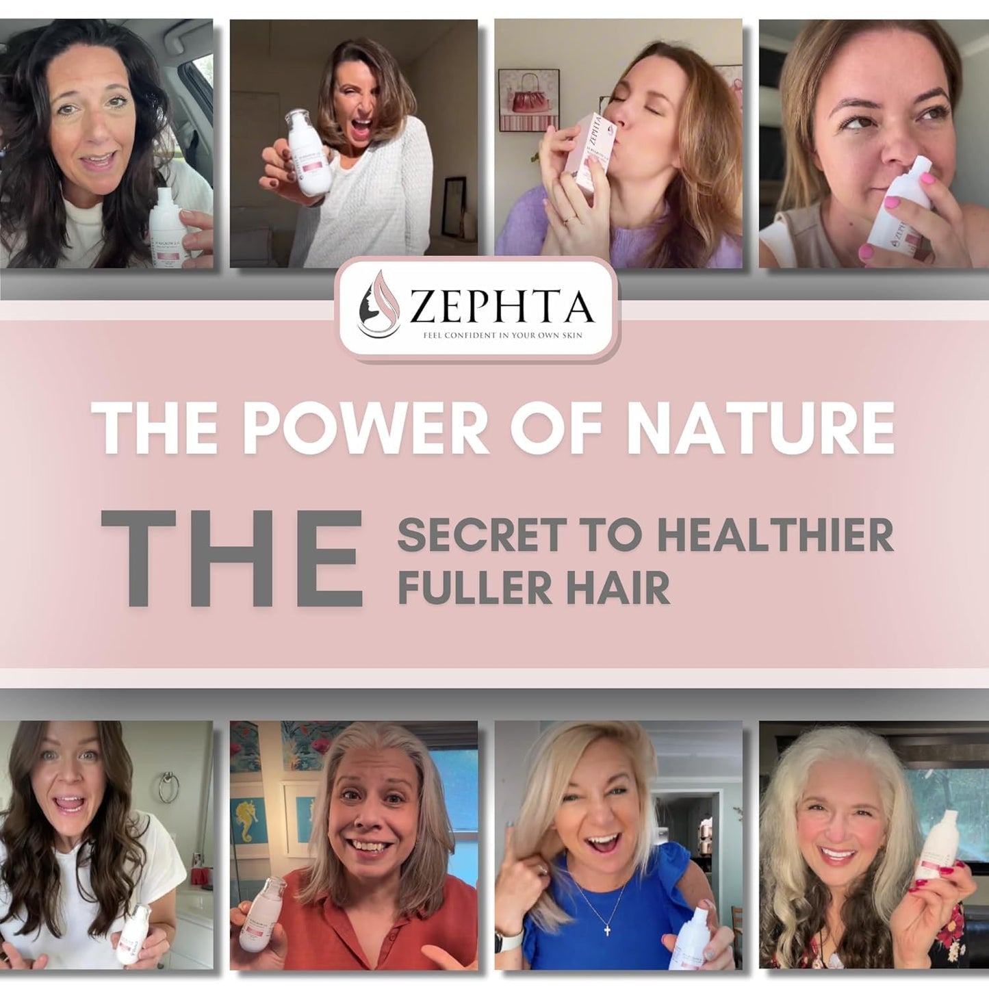 Zephta H-Regrow Hair Growth Spray - Biotin & Rice Water Formula for Thinning Hair - Unisex Solution
