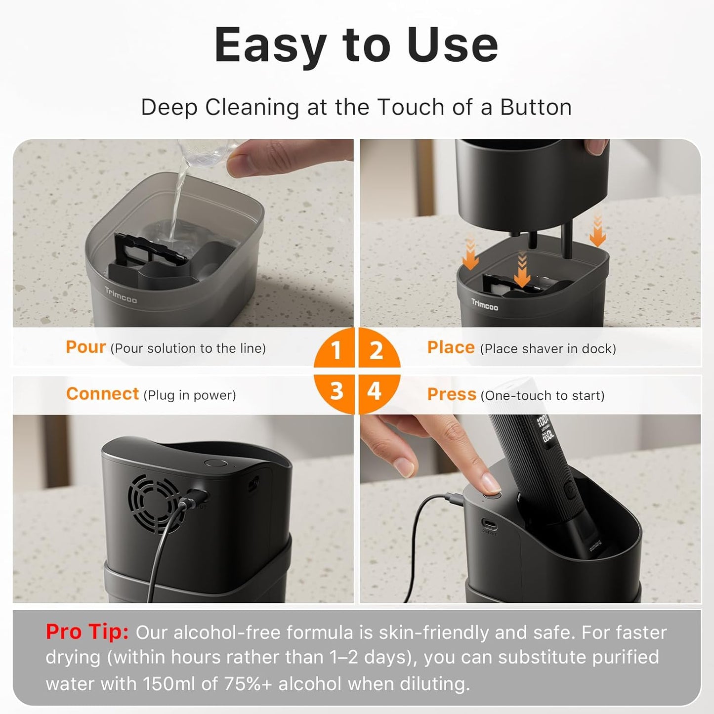Trimcoo Electric Shaver for Men - 5-Blade Foil Razor Kit | Gentle on Sensitive Skin, USB-C Charging, 180min Runtime, IPX7 Wet/Dry Use