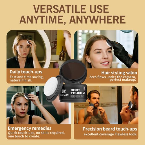 gowwim Hairline Powder(Dark Brown) Hair Root Dye, Instantly Hair Color Shadow Cover Gray Hair Root, Hair Touch-Up, Thin Hair Powder 4 g
