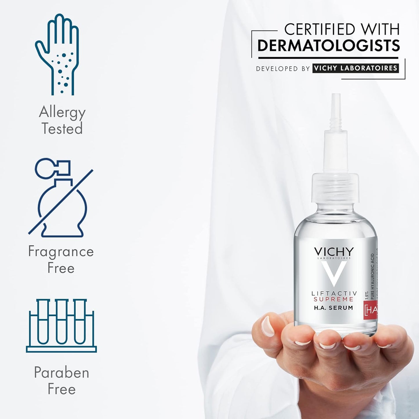 Vichy LiftActiv H.A. Wrinkle Corrector - Hydrating Hyaluronic Acid Serum with Vitamin C | Anti-Aging, Plumping & Firming, 1.5 oz