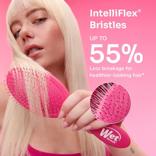 Wet Brush Original Detangler Hair Brush - Supercharged Emerald - All Hair Types - Ultra-Soft IntelliFlex Detangler Bristles Glide Through Tangles with Ease - Pain-Free Comb for Men & Women