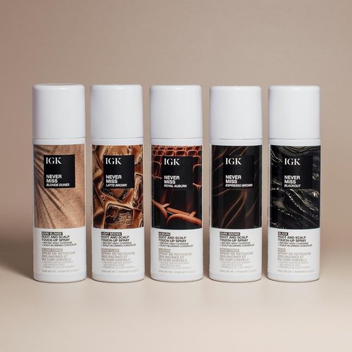 IGK Never Miss Root and Scalp Touch-Up Spray for Gray Coverage – Dark Brown Hair Color, Sweat-Resistant, Waterproof, Natural-Looking Root Concealer, 2.0 oz
