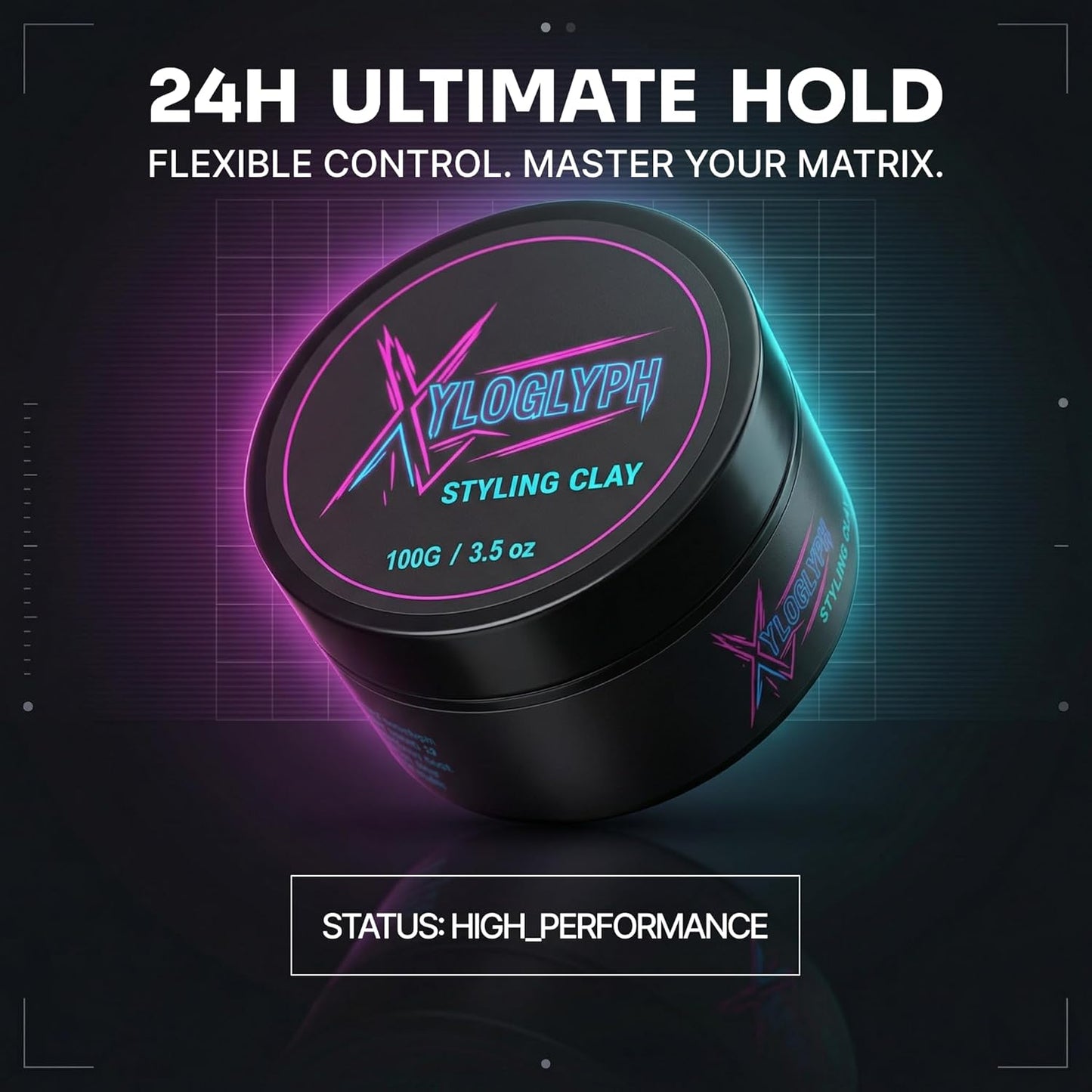 Xyloglyph Hair Clay for Men - Strong Hold Matte Finish Styling Paste | Professional Texturizing Pomade - 3.5oz (100g)