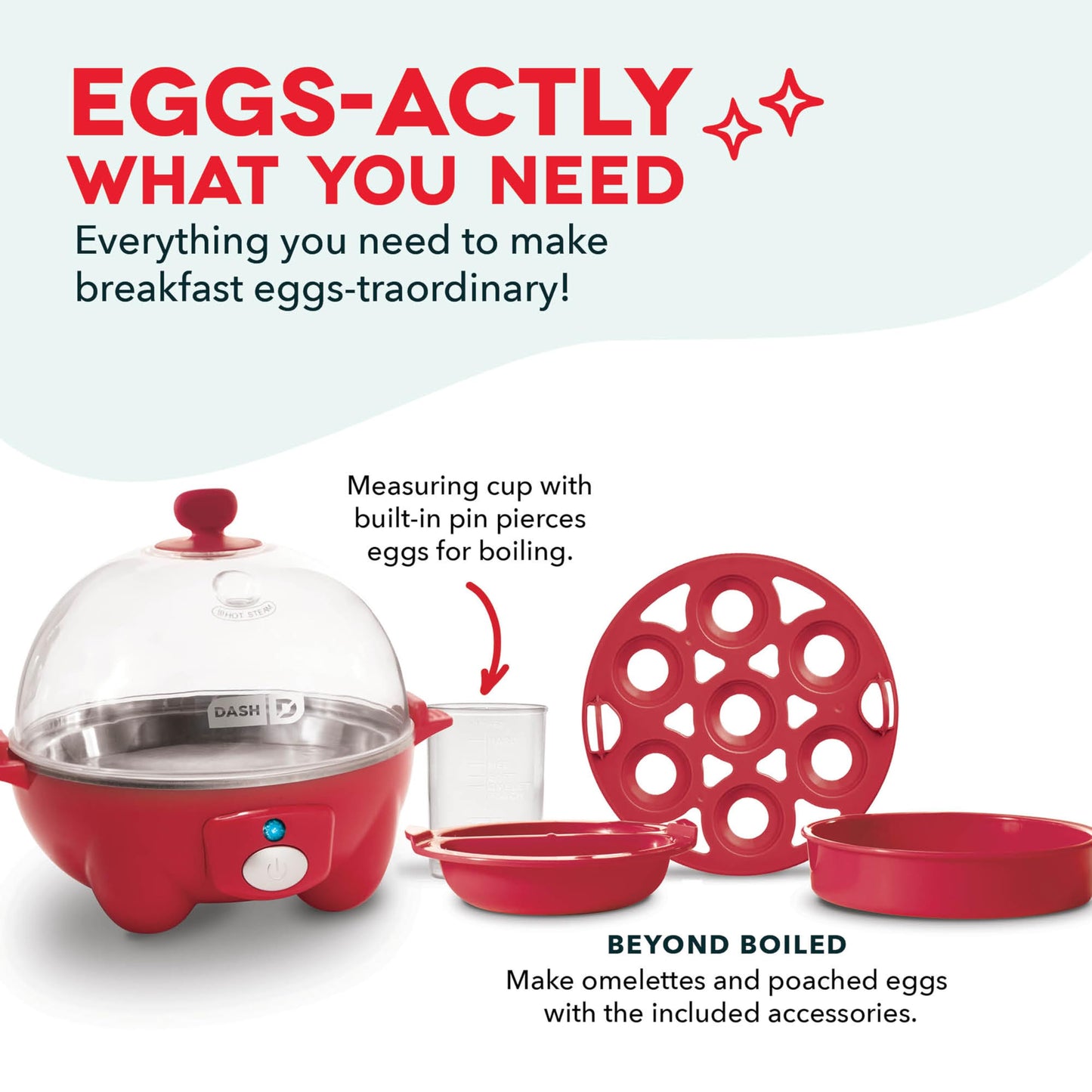 Dash Rapid Egg Cooker - Boiler, Poacher & Steamer - Includes Measuring & Recipe Guide - Dishwasher Safe - Holds 7 Eggs, Black