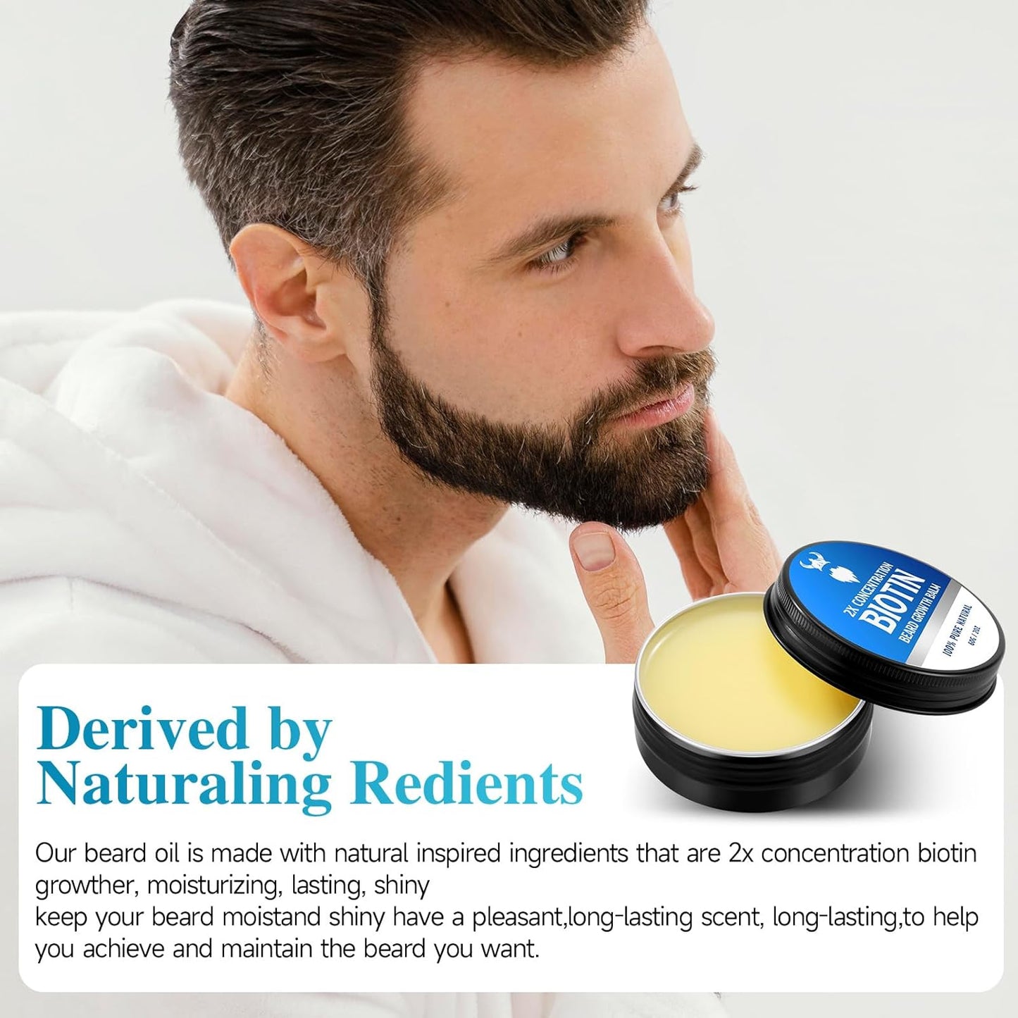 Skiennix Beard Balm - 2X Biotin Concentration for Men | Natural Softening Oil Blend (2 oz)