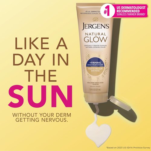 Jergens Natural Glow Firming Self Tanner Body Lotion - Sunless Tanning Moisturizer for Fair to Medium Skin, 7.5 Fl Oz