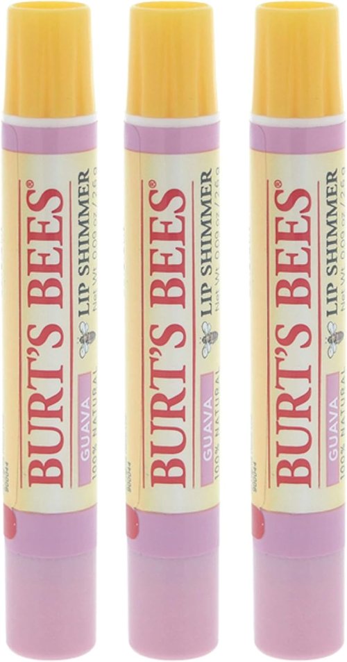 Burt's Bees Lip Shimmer - 100% Natural Moisturizing Formula with Peppermint Oil | Guava, 0.09 Oz - 3 Pack