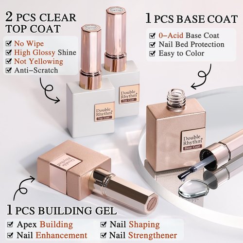 Double Rhythm 28Pcs 0.5Oz Gel Nail Polish Set Same Color Same Bottle Soak Off Gel Polish Kit Nail Art Manicure Salon DIY at Home for Women (Nude Pink Collection-T24-3)