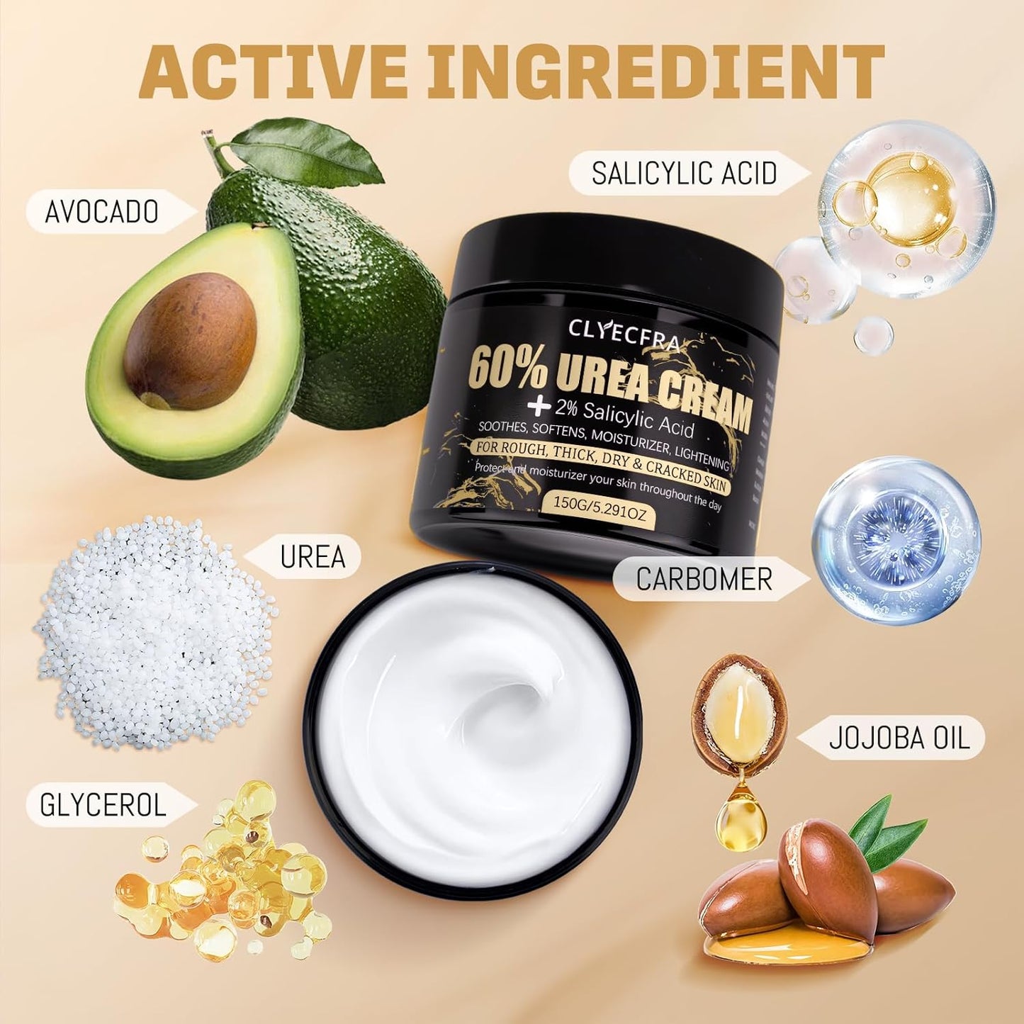 Urea Cream 60% with 2% Salicylic Acid - Maximum Strength Moisturizer for Rough, Dry Skin | 150g