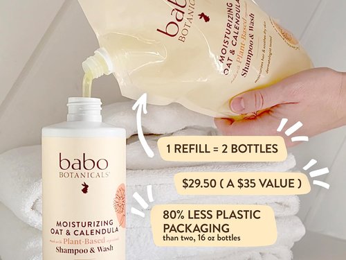 Babo Botanicals 2-in-1 Oat & Calendula Shampoo | Gentle Moisturizing Wash for Sensitive Skin – Vegan & Family Safe