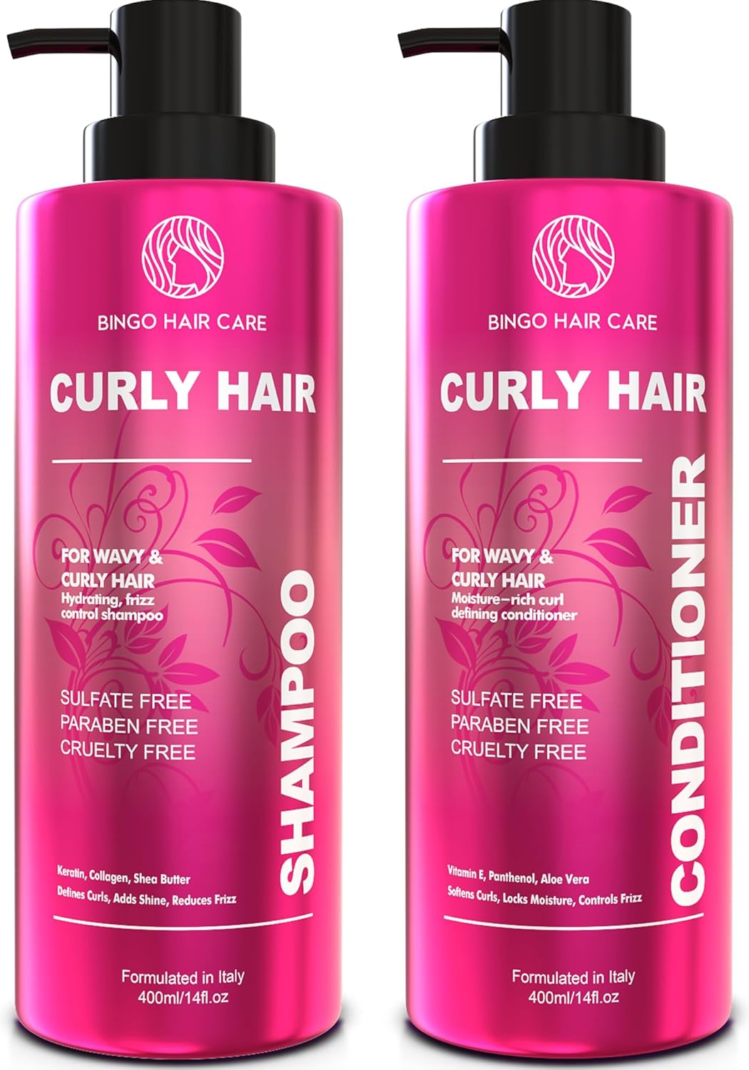 Skiennix Curly Shampoo and Conditioner Set - Sulfate-Free Moisturizing Formula - Deep Treatment for Curly Hair - 14 Fl Oz (Set of 2)