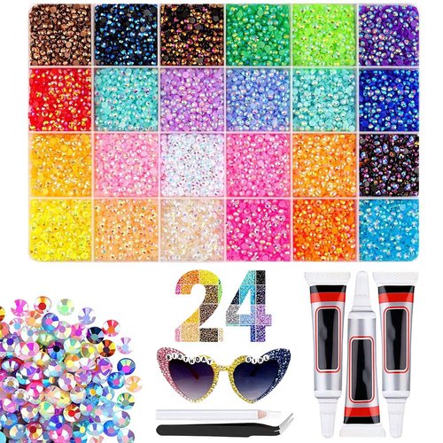 Bedazzler Kit with Rhinestones, 2026 New Resin Jelly Rhinestones for Bedazzling, Multicolor 3mm Flatback Gems for Nail Diamond Art Crafting Book Makeup (24000)