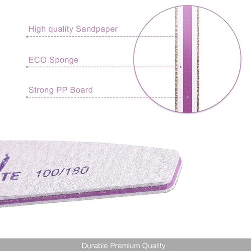 Canvalite Nail Files - 25 PCS Professional Double-Sided Emery Boards | Reusable 100/180 Grit for Salon & Home Use