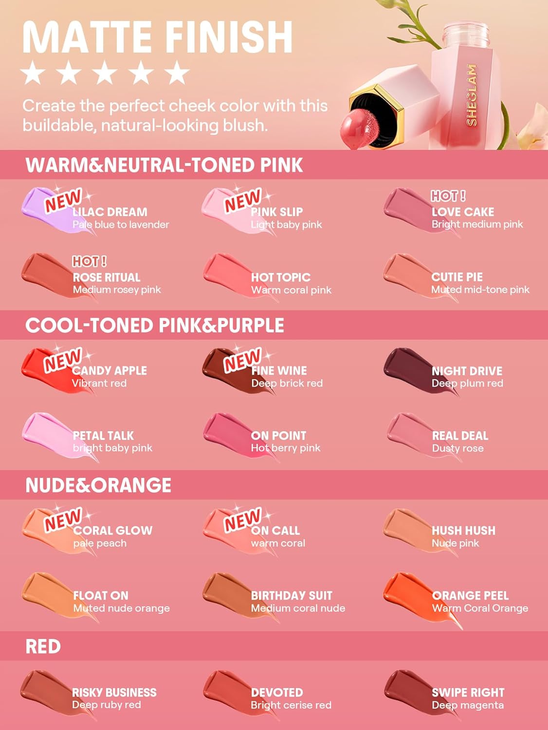 SheGlam Color Bloom Liquid Blush | Vibrant Pink Slip for Flawless Cheeks