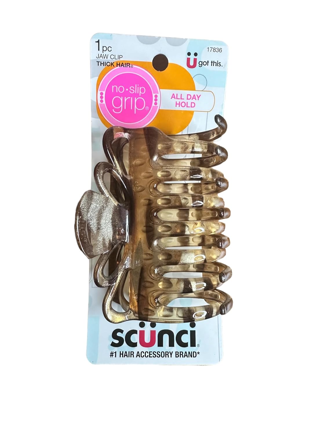 Scunci No-Slip Grip Jaw Clip For Thick Hair, Assorted Colors (Pack of 2)