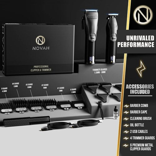 Novah® Professional Hair Clippers - Cordless Barber Clipper & Trimmer Set for Men | Perfect for Fade Haircuts