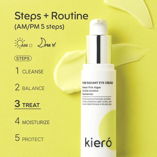 Kiero Pure Radiant Eye Cream - Lightweight, Fast-Absorbing Formula for Puffiness & Dark Circles - Vegan Moisturizer with Niacinamide (0.85 fl oz)