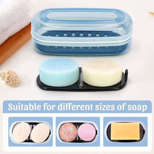 OZNER Clear Travel Soap Case - Leak-Proof Multi-Use Holder for Shampoo & Conditioner Bars | Blue, 1 Pack