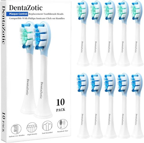 Philips Sonicare Plaque Control Replacement Heads - Electric Toothbrush Heads for Adults | 10 Pack, White